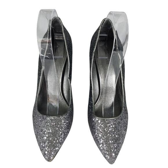 NWOT-1 SHOW! MICHAEL KORS! MOONLIGHT SILVER GLITTER CLASSIC HEELS/PUMPS! SZ 7.5M - Picture 4 of 10